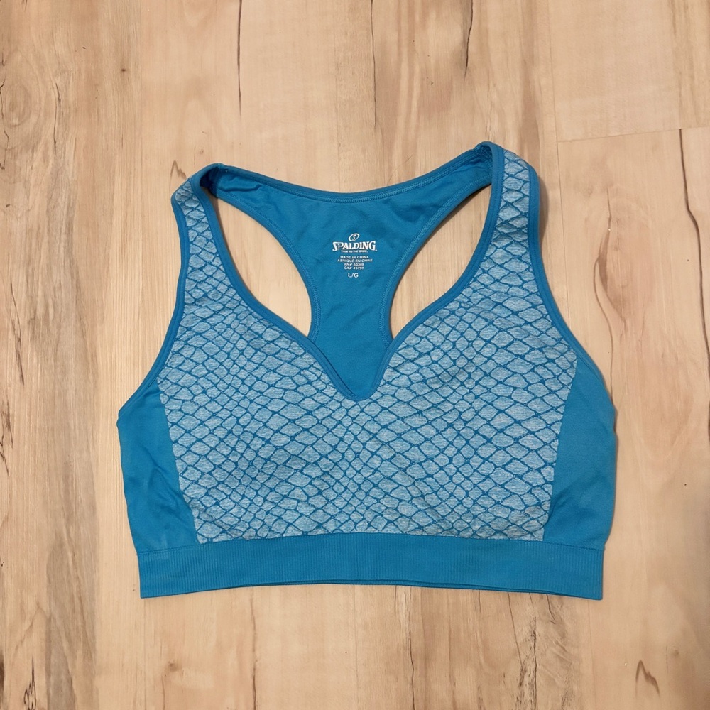 Large Spalding Teal Printed Sports Bra